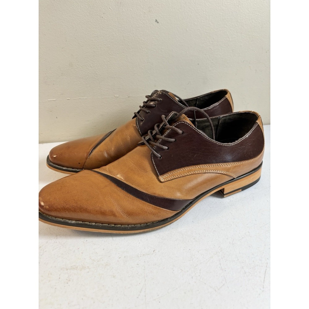 Stacy Adams Talmadge Folded Vamp Oxford Men's Brown‎ Leather Mens Sz 9.5 SKU2147